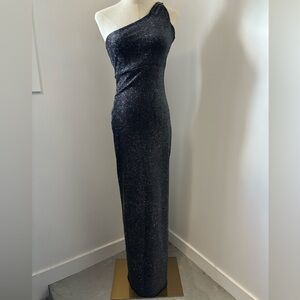 Jump Black/Silver Sparkly One Shoulder Gown